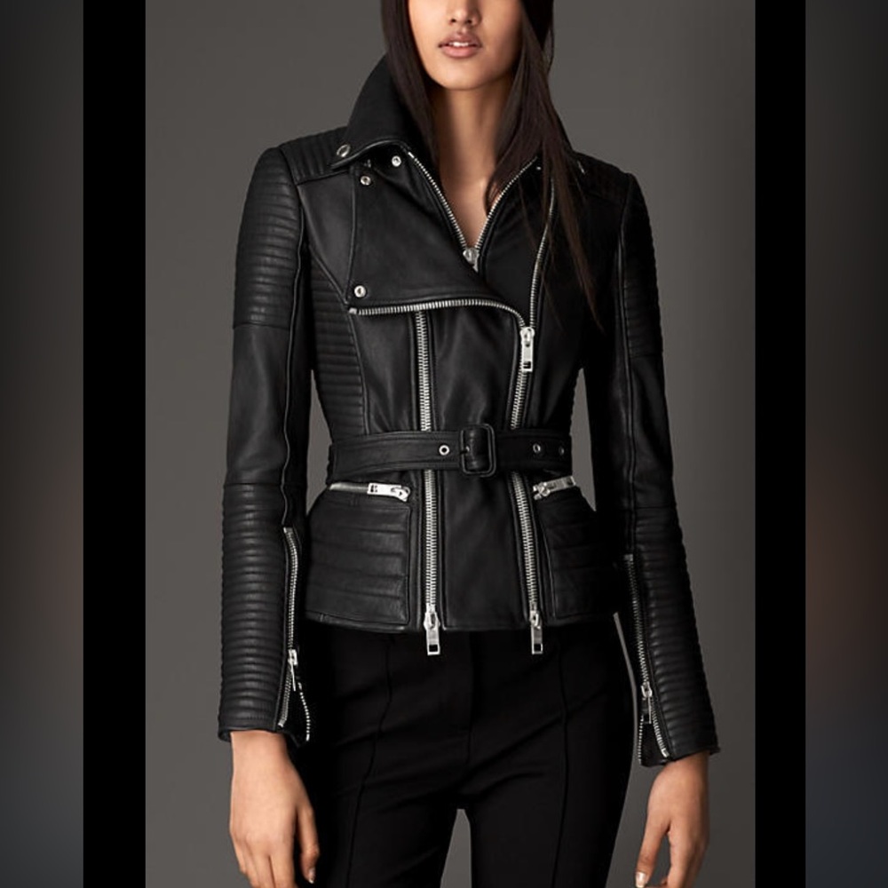Burberry Zip Detail Leather Biker Jacket (SOLD OUT) Size 4
